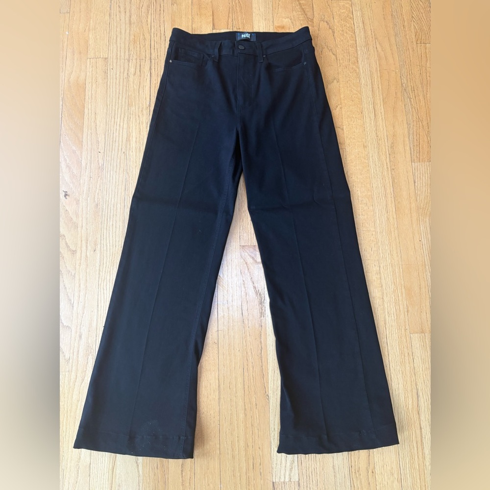 PAIGE Leenah Black Wide-Leg Jeans, Sz 30